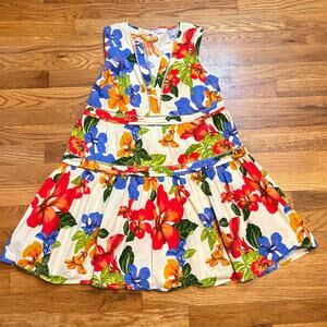 Marissa Webb Womens 2 Floral Tropical Eyelet Ruffle Cotton Sleeveless Mini Dress